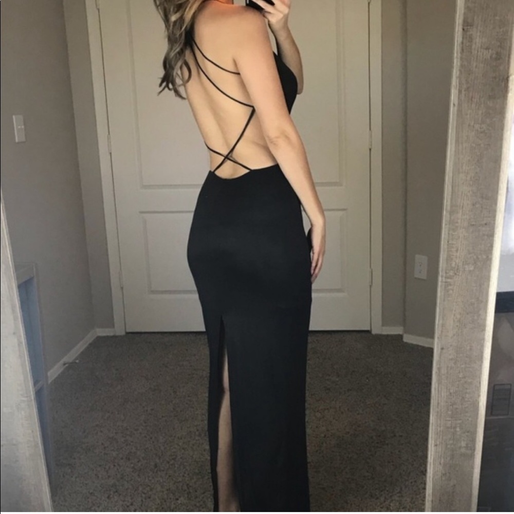 NWT Poshshop Charcoal Faux Suede Cutout Maxi Dress - Picture 3 of 6